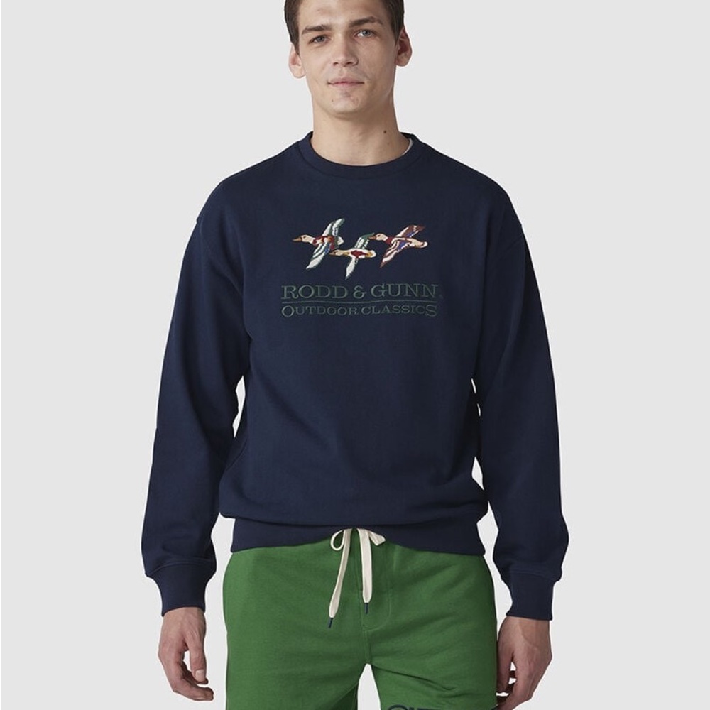 Rodd & Gunn Men's Mallard Dark Blue Crewneck Sweater Sweatshirt SZ M NWT - Picture 2 of 8